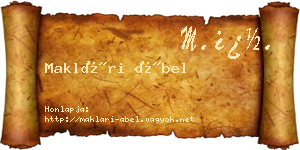 Maklári Ábel névjegykártya